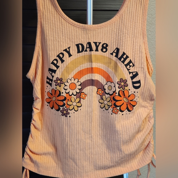 ♦️SOLD♦️- Zoe+Liv - Happy Days Ahead - Cinched, Cropped Tank - Juniors XL - NWT - Picture 4 of 7